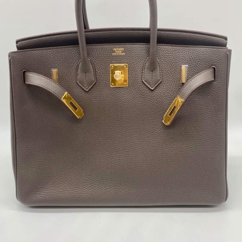 AUTH Hermès Birkin Gris Etain w gold Togo new
